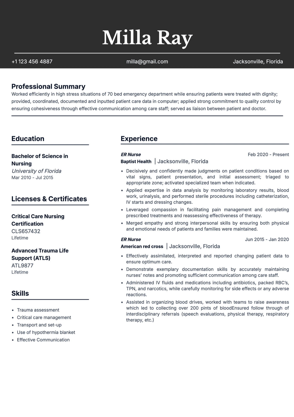 ATS Optimized Nurse Resume Template